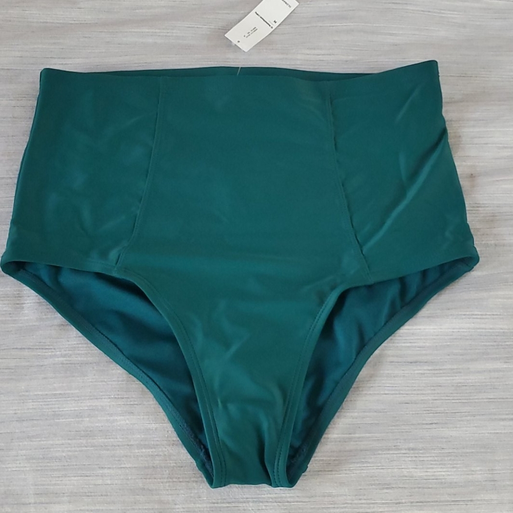 Teal High Waisted Bikini Bottom (Medium)